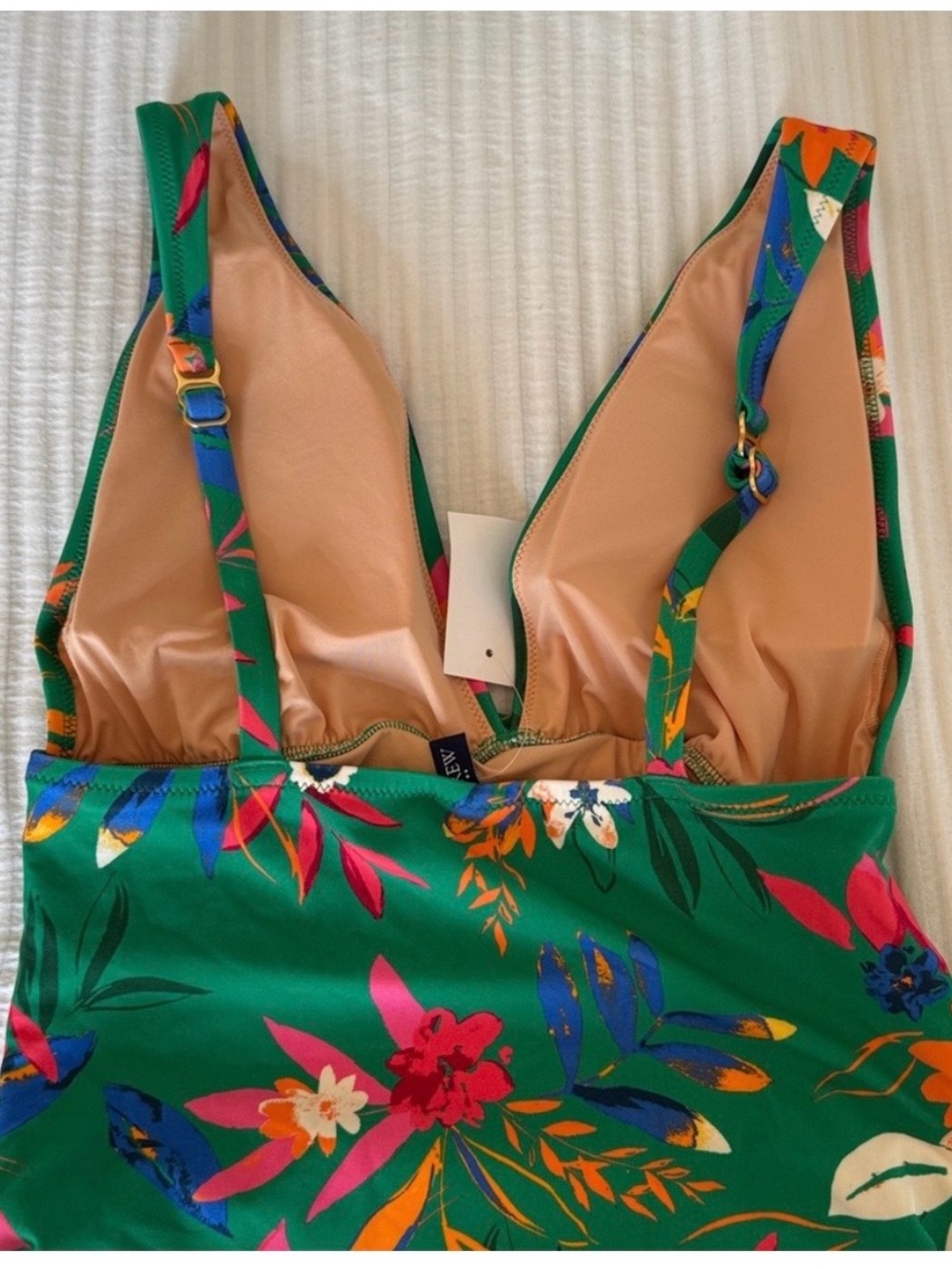 J. Crew Green Floral One-Piece Swimsuit Medium NWT - Picture 6 of 8